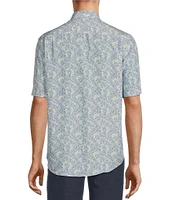 Caribbean Flower Print Short Sleeve Woven Shirt