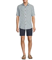 Caribbean Flower Print Short Sleeve Woven Shirt