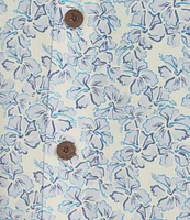 Caribbean Flower Print Short Sleeve Woven Shirt
