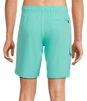 Caribbean Half Elastic Solid Cargo 9#double; Inseam Swim Trunks