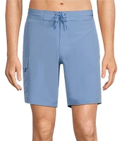 Caribbean Half Elastic Solid Cargo 9#double; Inseam Swim Trunks