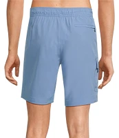 Caribbean Half Elastic Solid Cargo 9#double; Inseam Swim Trunks