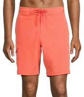 Caribbean Half Elastic Solid Cargo 9#double; Inseam Swim Trunks