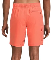 Caribbean Half Elastic Solid Cargo 9#double; Inseam Swim Trunks