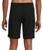 Caribbean Half Elastic Solid Cargo 9#double; Inseam Swim Trunks