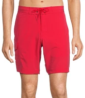 Caribbean Half Elastic Solid Cargo 9#double; Inseam Swim Trunks