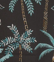 Caribbean Isle Breeze Performance Stretch Palm Print Short Sleeve Woven Shirt