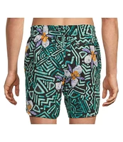 Caribbean Large Batik Floral 6#double; Swim Trunks