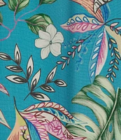 Caribbean Large Floral Print Short Sleeve Woven Shirt