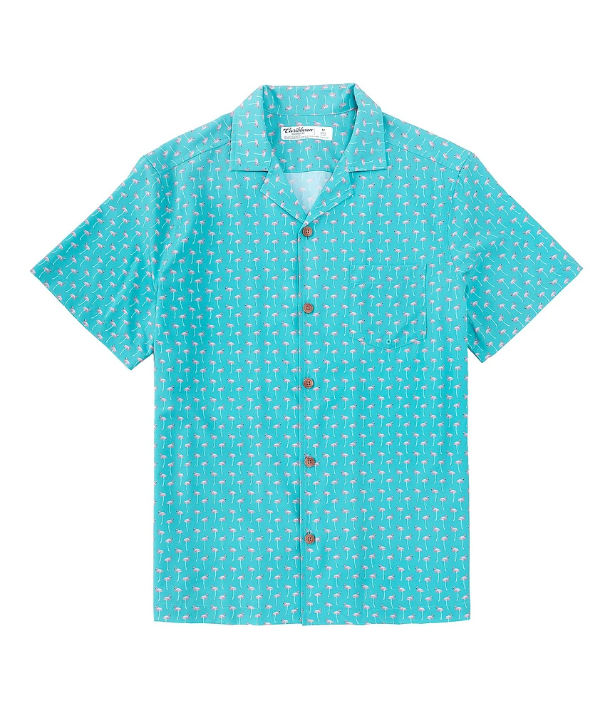 Caribbean Mini Flamingo Cabana Short Sleeve Woven Swim Shirt