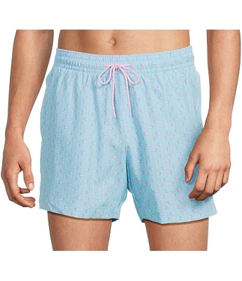 Caribbean Mini Flamingo Teal 5#double; Cabana Swim Trunks