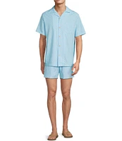 Caribbean Mini Flamingo Teal 5#double; Cabana Swim Trunks