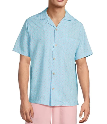 Caribbean Mini Flamingo Teal Cabana Woven Top