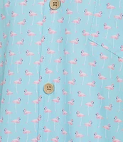 Caribbean Mini Flamingo Teal Cabana Woven Top