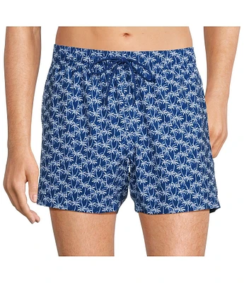 Caribbean Mini Palms 5#double; Inseam Swim Trunks