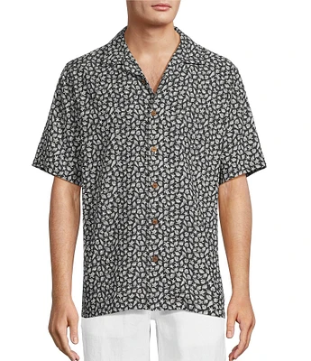 Caribbean Mini Shell Print Short Sleeve Woven Camp Shirt