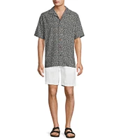 Caribbean Mini Shell Print Short Sleeve Woven Camp Shirt