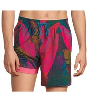 Caribbean Neon Fronds 6#double; Swim Trunks