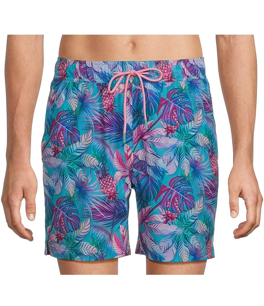 Caribbean Neon Pineapples 6#double; Swim Trunks