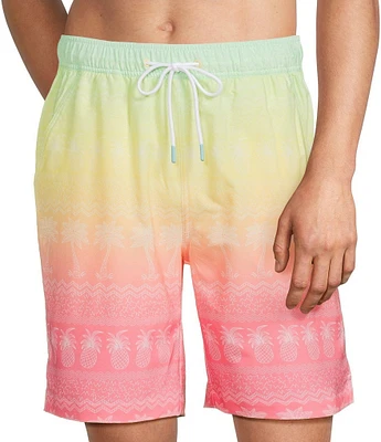 Caribbean Ombre Placed Palms 8#double; Swim Trunks