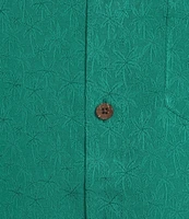 Caribbean Palm Paradise Jacquard Solid Short Sleeve Woven Shirt