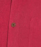 Caribbean Palm Paradise Jacquard Solid Short Sleeve Woven Shirt