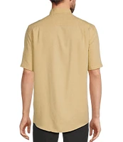 Caribbean Palm Paradise Jacquard Solid Short Sleeve Woven Shirt