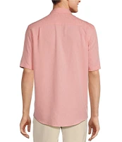 Caribbean Palm Paradise Jacquard Solid Short Sleeve Woven Shirt