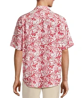 Caribbean Palm Print Short Sleeve Woven Shirt