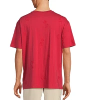 Caribbean Palm Tree Embroidery Short Sleeve T-Shirt