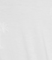 Caribbean Palm Tree Embroidery Short Sleeve T-Shirt