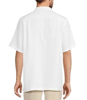 Caribbean Paradise Island Textured Short Sleeve Woven Camp Shirt