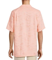 Caribbean Paradise Island Textured Short Sleeve Woven Camp Shirt