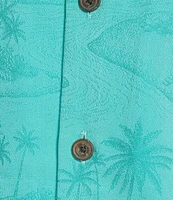 Caribbean Paradise Island Textured Short Sleeve Woven Camp Shirt