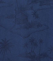 Caribbean Paradise Island Textured Short Sleeve Woven Camp Shirt
