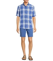 Caribbean Plaid Textured Short Sleeve Woven Shirt