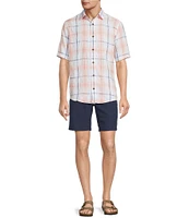 Caribbean Plaid Textured Short Sleeve Woven Shirt