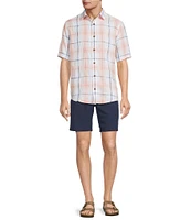 Caribbean Plaid Textured Short Sleeve Woven Shirt