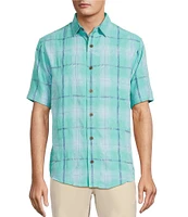 Caribbean Plaid Textured Short Sleeve Woven Shirt