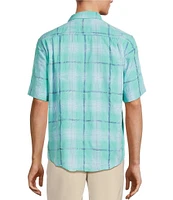 Caribbean Plaid Textured Short Sleeve Woven Shirt