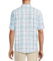 Caribbean Plaid Textured Short Sleeve Woven Shirt