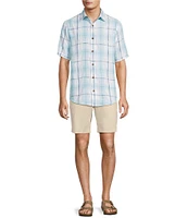 Caribbean Plaid Textured Short Sleeve Woven Shirt