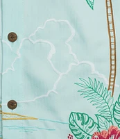 Caribbean Relaxed Fit Scenic Embroidery Short Sleeve Woven Shirt