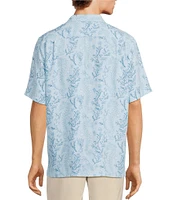 Caribbean Seahorse Print Short Sleeve Woven Camp Shirt