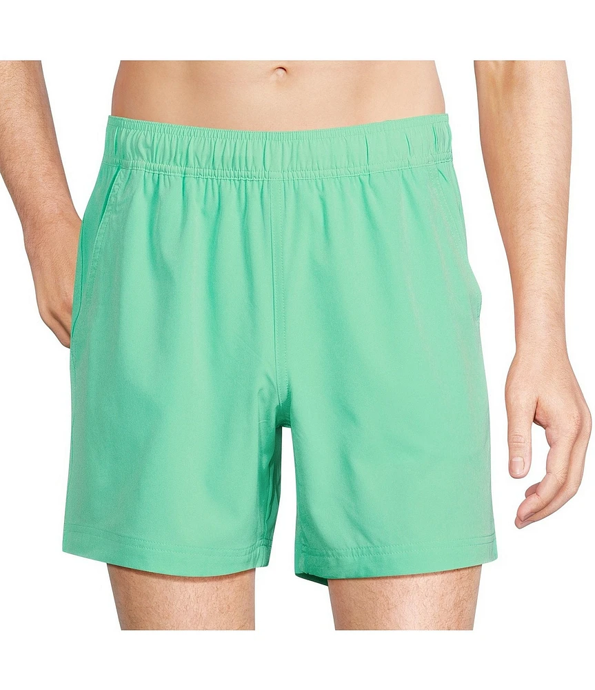 Caribbean Solid 6#double; Inseam Swim Trunks