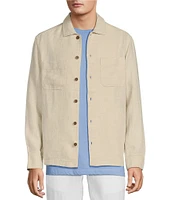 Caribbean Solid Linen Long Sleeve Shacket