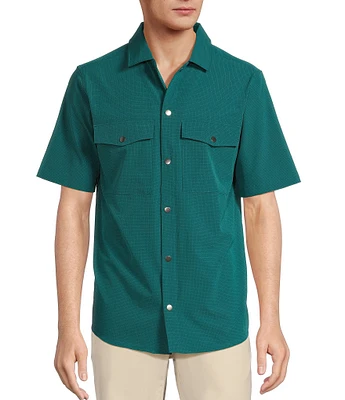 Caribbean Solid Performance Stretch Short Sleeve Woven Shirt