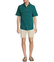 Caribbean Solid Performance Stretch Short Sleeve Woven Shirt