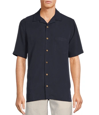 Caribbean Solid Short Sleeve Woven Camp Shirt