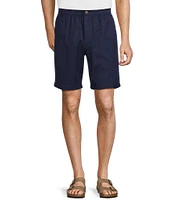 Caribbean Solid Texture 8#double; Inseam Linen Blend Shorts